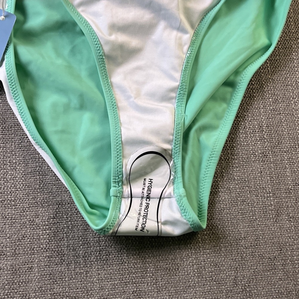 Popvil Neon Color Block High Waisted Bikini Bottom Pink Orange Mint SZ MED NWT - Picture 8 of 10